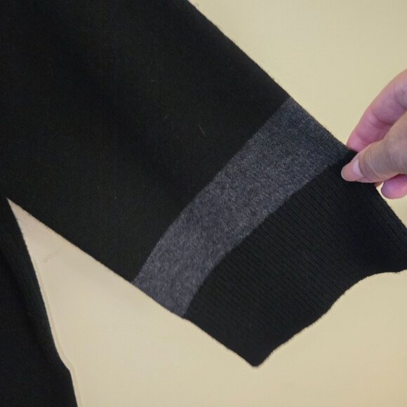 L. K. Bennett Black Gray Wool High Low 3/4 Sleeve Mock Neck Sweater Size S - Picture 5 of 7